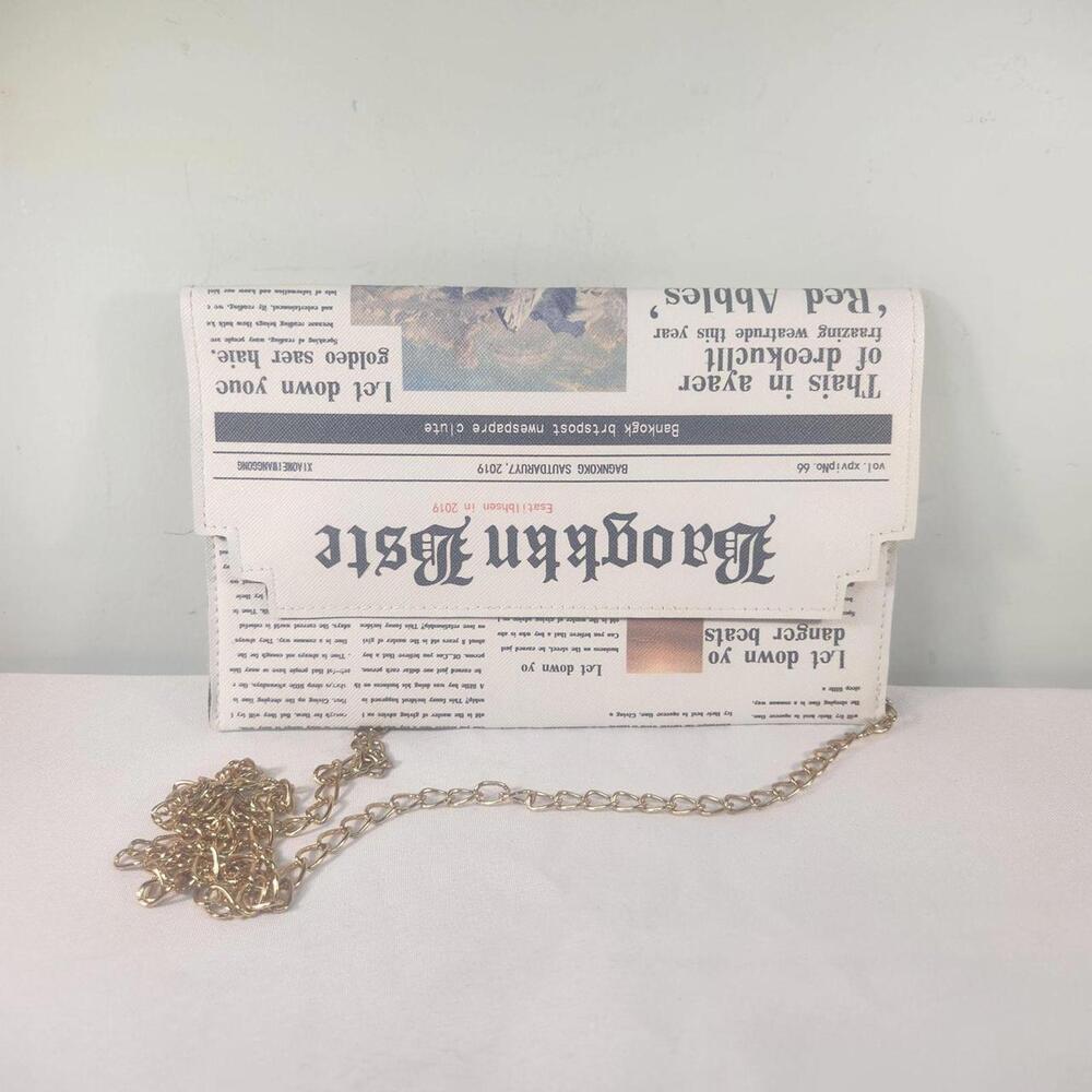 Women's Gold and White Bag